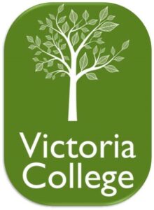 Victoria College logo. A white tree with an olive green background and 'Victoria College' wording below